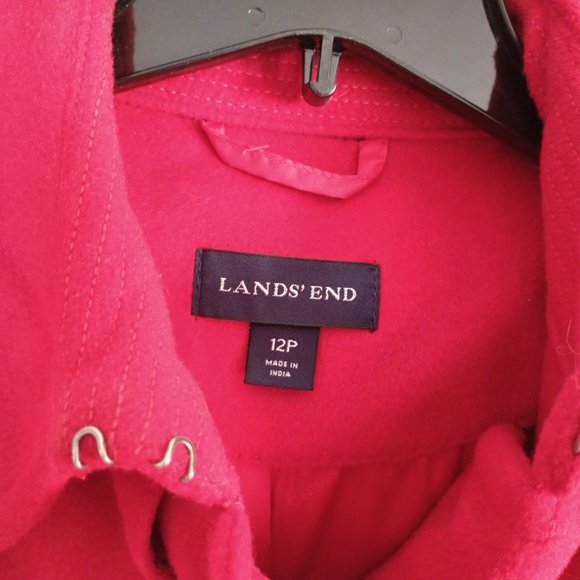 Red Lands End Wool Coat. - Picture 7 of 11